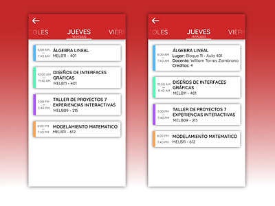 Horario de clases design ui ux