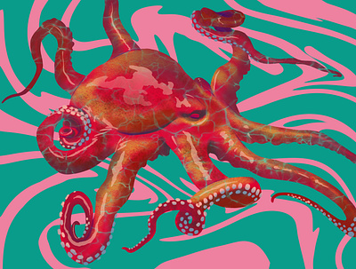 Psychedelic Octopus design digital art digital art illustration digital illustration editorial illustration illustration magazine illustration newspaper illustration storybook storytelling