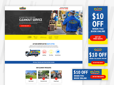 Junk Rescue Landing Page and Display Ads cleanouts digital design display ads dumpster dumpster rentals google ads junk removal junk rescue landing page ppc marketing promo trash ui ux