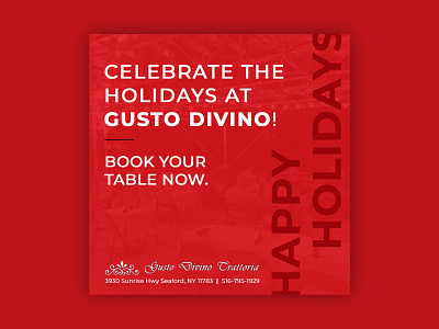 Gusto Divino Holiday Facebook Ads ad christmas design digital design facebook facebook ad gusto divino hanukkah holiday ad instagram new years eve ppc marketing social social ads ui ux