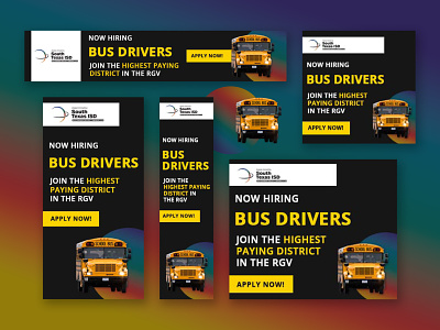 South Texas ISD Display Ads ads bus driver digital design display ads google ads gradient hiring ads hiring campaign independent school district ppc marketing prep school school school bus specialty school stisd ui ux