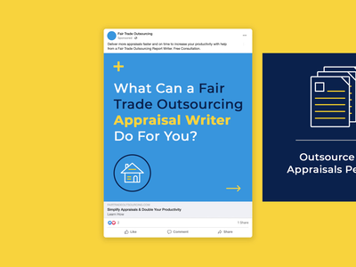 Fair Trade Outsourcing Social Ad Carousel animation appraisal writer campaign carousel ad digital design facebook fair trade outsourcing illustration linkedin ad motion graphics ppc marketing social ad social advertising social media ui ux