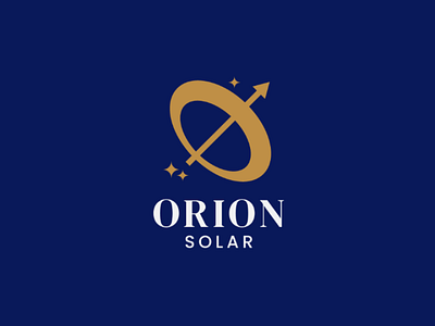 Orion logo design 2021 arrow blue bow flat gold logo orion solar star