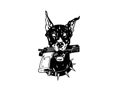 Illustration - Hold Up Doberman design doberman dog illustration ink procreate