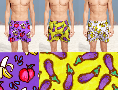 Bold bathing suits---the sexting series beach bold bold color bold pattern clothing design colorful edgy funny hand drawn illustration art men merch design merchandise design pattern design surface design surface pattern design
