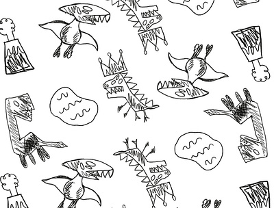 Edgy dinousaur pattern... baby clothing baby shower clothing design hand drawn handmade merch design pattern design