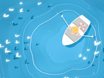 Wallpaper for Baidu translate app NO.2 adventure bird blue boat boating drawing illustration ocean sailor sea voyage