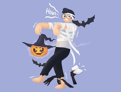 Halloween illustration bat drawing halloween illustration pumpkin walking zombie