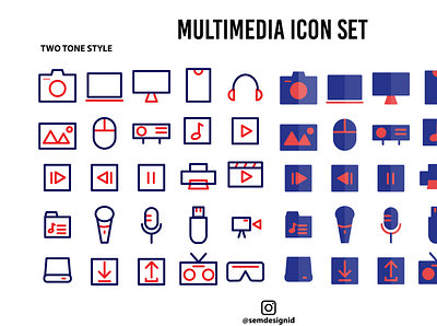 Multimedia Icon Set (2) design flat icon illustration