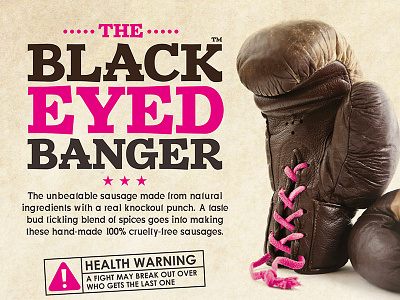 Black Eyed Banger vegan sausages bold branding clean design food logo packaging photography sausages simple texture typography