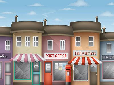 Shops (all vector) illustration mesh scene scenery shops simple vector yorkshire
