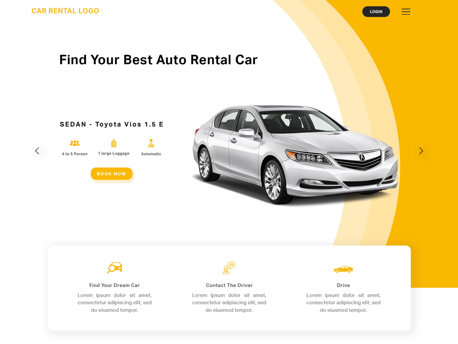 Carrental page by Sheana Rizza Boiser on Dribbble
