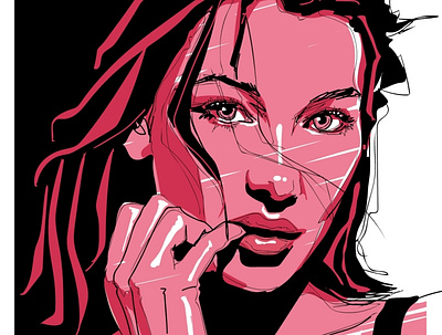 Bella Hadid adobe art digital portrait drawingart erotica fashion illustration fashion illustrator illustration digital illustrations poster vector illustration