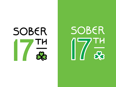 sober seventeenth | logo option 2 green irish shamrock sober seventeenth st.patricks day