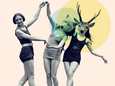 animal masks collage deer girls wolf