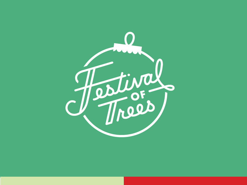 Festival of Trees christmas trees one color green script mark logo lettering holidays