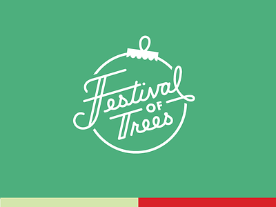Festival of Trees christmas green holidays lettering logo mark one color script trees