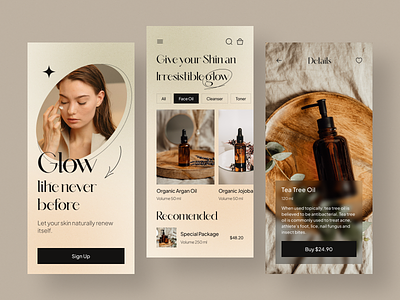 Skincare Product Shop android app beauty beauty app classic clean cosmetics products design ecommerce flat ios minimal mobile mobile app online shop products skincare skincare app ui ui design