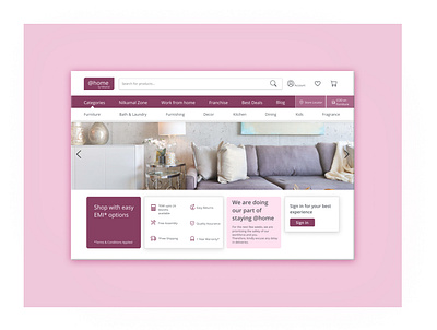 Website Design for a Furniture Shop Laptop app checkout create account design furniture furniture app log in sign in ui ux