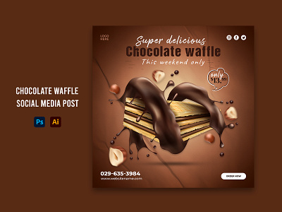 Chocolate waffle social media post template