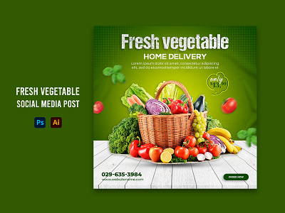Fresh vegetable social media post template