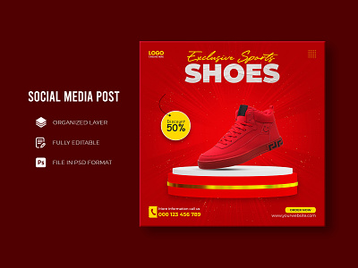 Red Nike Shoes Facebook Ad Template