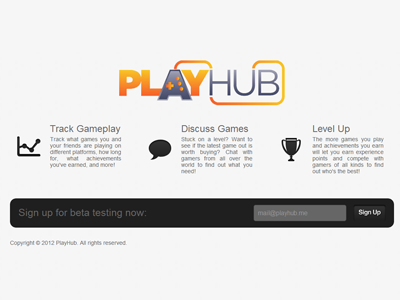 PlayHub Landing Page coming soon design landing playhub