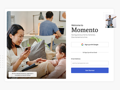 Sign Up Page - Momento