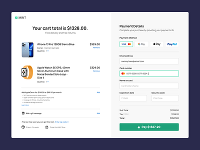 Credit Card Checkout - Mint creditcard dailyui design ui ux ux design