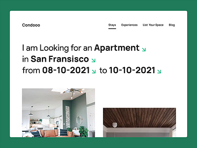 Landing Page for Condoo - An Apartment Rental Service airbnb animated animation apartment apartment rental booking booking service dailyui design rental service ui ux ux design web design