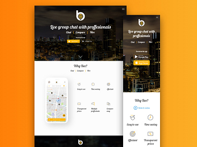 Bee Web landing mobile responsive ui webdesign website