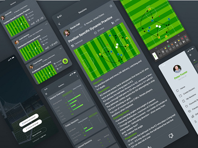 Soccer and Sports session planning app UI app coach ios iphone x login mobile sessions side menu signup soccer app sport statistics ui