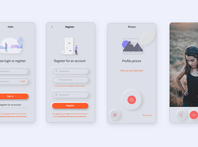 Soft UI Concept. Onboarding Flow. app concept design lightmode mobile neomorphism soft softui