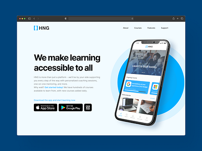 HNG Edu app download course ui design edu tech hng landing page ui uiux ux