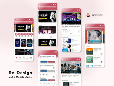 Re-Design Vidio Mobile Apps mobile apps mockup ui ui design uiux user interface