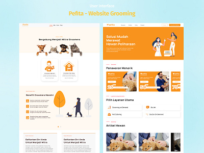 User Interface Pefita Pet Grooming Website branding clean design clean resume clean ui design illustration logo modern portfolio ui