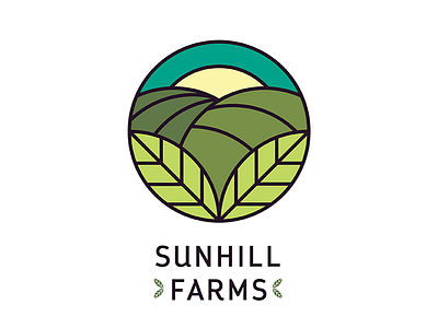 Sunhill Farms 03 circle farm sun field geometric green hill logo mark organic right angle square unused