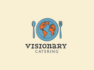 Visionary Part II bistro cafe catering coffee eye chart fork logo map plate spoon visionary world