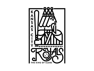 The King of Clubs (WIP?) bat card clubs crown kansas city king line royals typography