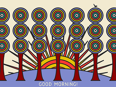 Good Morning 🌅 bird circles good hill morning sky sun sunrise trees