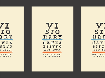 visionary eye chart bistro branding cafe coffee eye hand logo palette poster vision chart