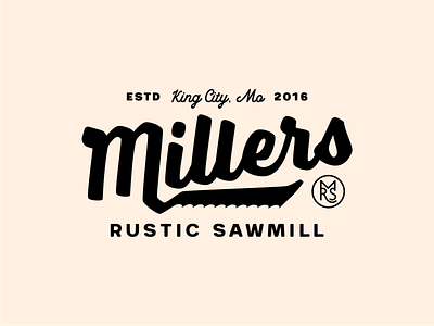 Millers Rustic Sawmill for Dribbbs badge branding logo logotype rural rustic sawmill vintage