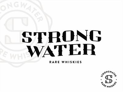 Strong Water badge custom font logo minimal vintage water whiskey