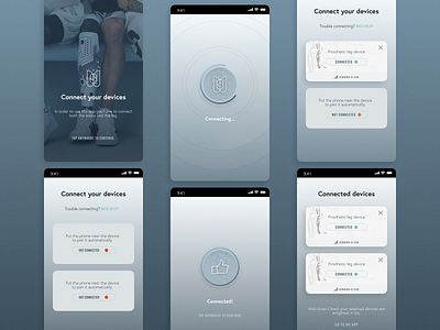 Prosthetic leg monitoring app app branding design fitness app health health app medical medical app mobile prosthesis prosthetic leg ui ux vector