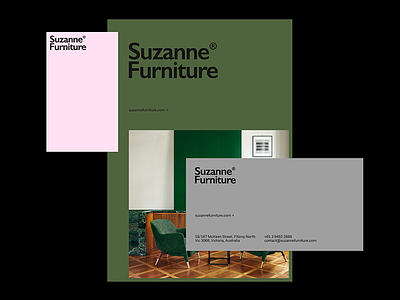 Suzanne Furniture Bureau branding card grey logo minimal