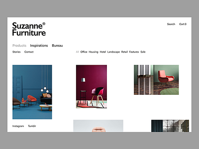 Suzanne Furniture Bureau — Web Site branding layout minimal site ui ux web white
