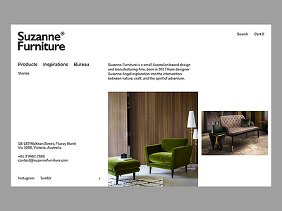 Suzanne Furniture Bureau — Web Site app branding layout minimal site ui ux web white