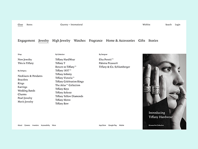 Tiffany & Co. app menu minimal mobile site tiffany ui web