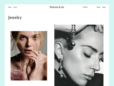 Tiffany & Co. app minimal mobile page site tiffany ui web