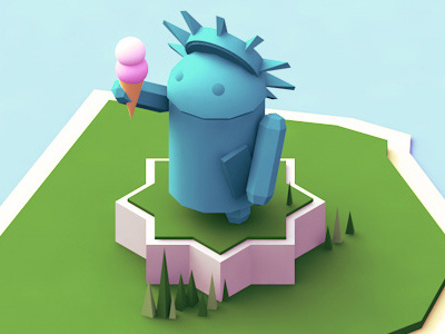 The Droid of Liberty 3d c4d illustration island isometric liberty low poly lowpoly render